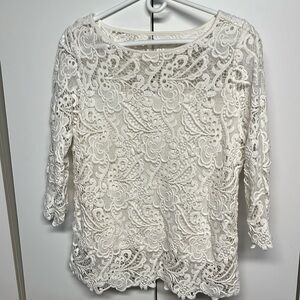 J.Jill Lace Laser Cut Top